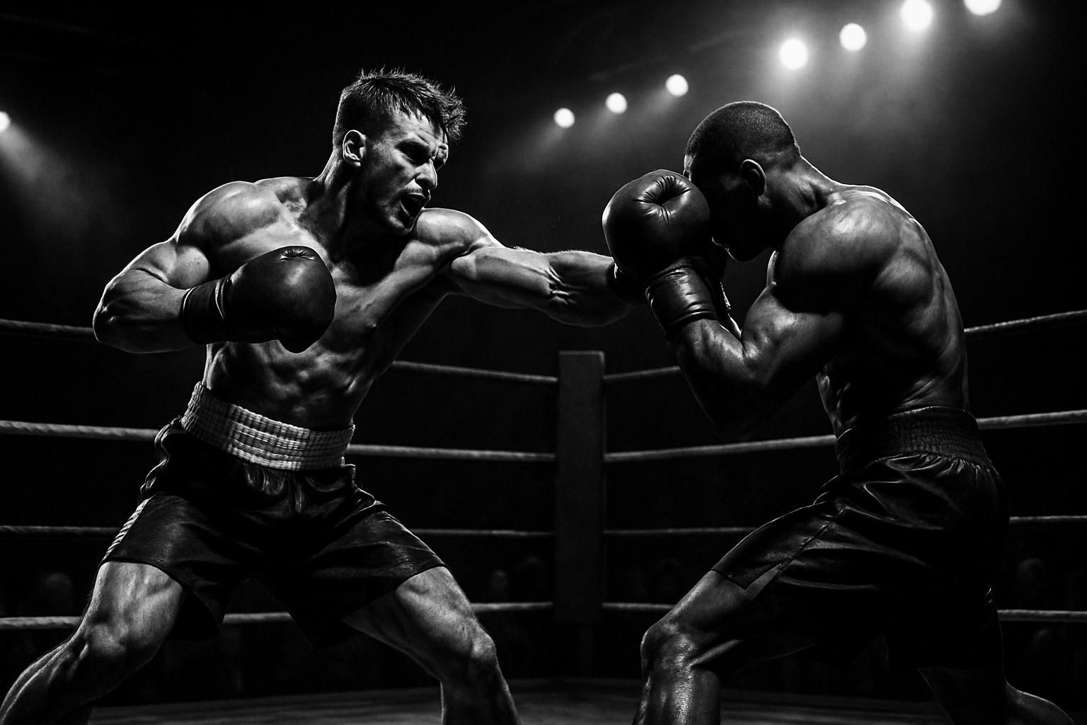black and white colored boxing image